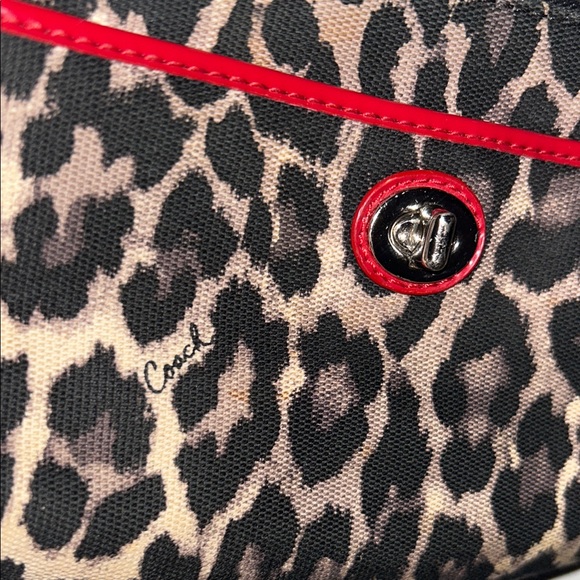 Coach Leopard Print Wristlet with Red Strap - Picture 5 of 7